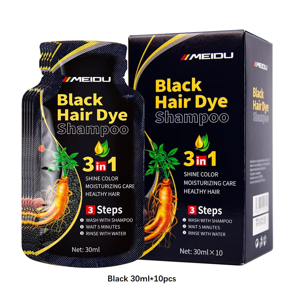 30ml/500ml 3-in-1 Quick Hair Dye Shampoo Natural Black Herbal Hair Dye Moisturizes Mild Hair Dye Conditioner Hair Care Products - LKBA