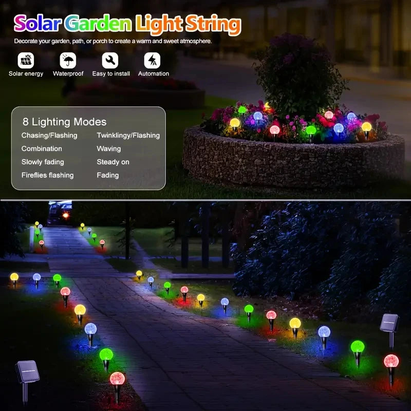 30 LED Solar Bubble Ball Lawn Lights Waterproof Solar Pathway String Light for Outdoor Garden Patios Trail Lighting Decoration - LKBA
