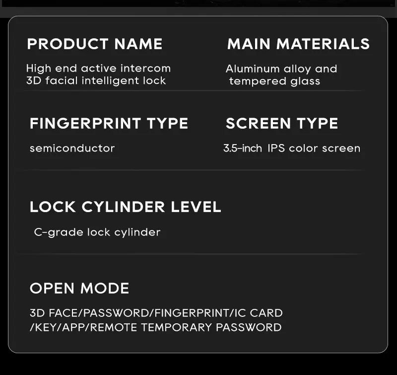 SANKESONG Tuya 3D Face Recognition Smart Lock with Security Camera Digital Electronic Intelligent Fingerprint Lock Dual Battery - LKBA