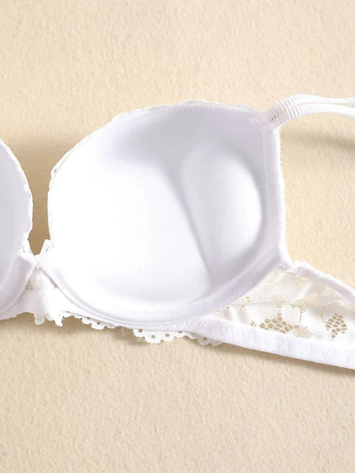 1 Set Elegant Lace Embroidery Breathable Fabric Lingerie Set Push-Up Bra Drop Waist Sheer Panty - Ultimate Valentine's Day