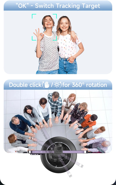 360°Auto Smart Face Tracking AI Gimbal Desktop Cell Phone Holder Tripod for Camera Vlog Live - LKBA