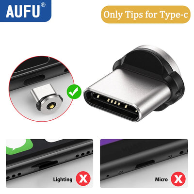 AUFU 540 Degree Rotating Magnetic Adapter USB to Type-C Charging Cable Magnetic USB C Female Converter for iPhone17 Mobile Phone - LKBA