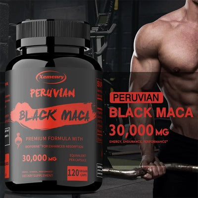 Black Maka Root Capsules - Men's Energy, Endurance and Vitality Booster, Builds Muscle, Strength and Drive - LKBA