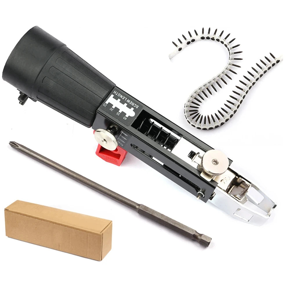 Automatic Screwdriver Chain Nail Gun Adapter Electric Drill Nozzle Woodwork Screw Drive Auto Feed - LKBA