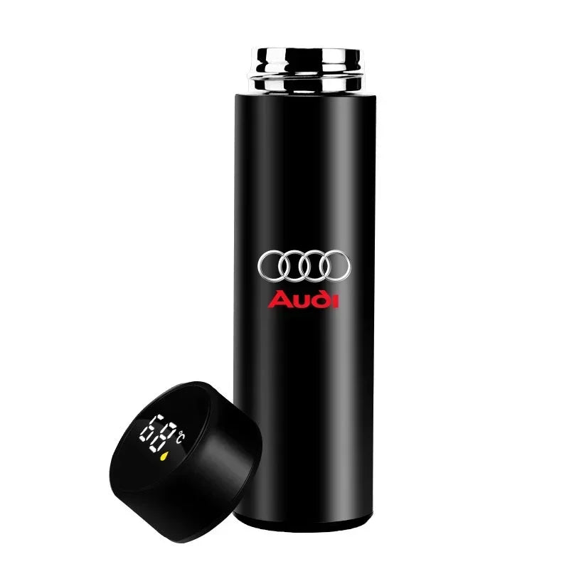 New Car Smart Thermos Bottle Temperature Stainless Travel Mug Emblem For Audi A7 A8 A3 A4 A5 A6 TT Q3 Q5 Q7 A1 B5 B6 B7 B8 B9 8P - LKBA