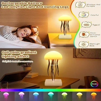 Upgraded Silent Jellyfish Lamp, Jelly Fish Light With Dancing Legs, Voice Control for Bedrooms, Living Room and Christmas Gifts - LKBA