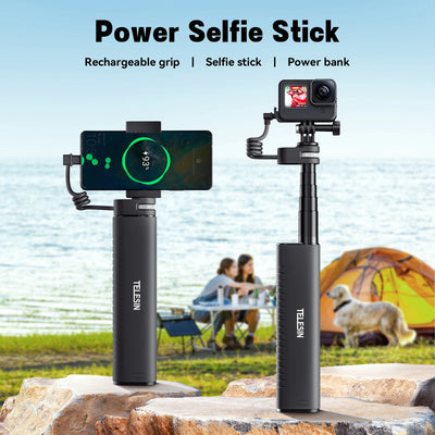 Selfie Stick QC/PD3.0 fast charging Power Selfie Stick 90CM Telescoping Selfie Pole with 1/4 Inch Screw - LKBA