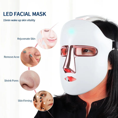 Wireless 7 Colors Face LED Mask Photon Facal Beauty Mask Skin Rejuvenation Anti Acne Repair Skin Tightening Anti Aging Skin Care - LKBA
