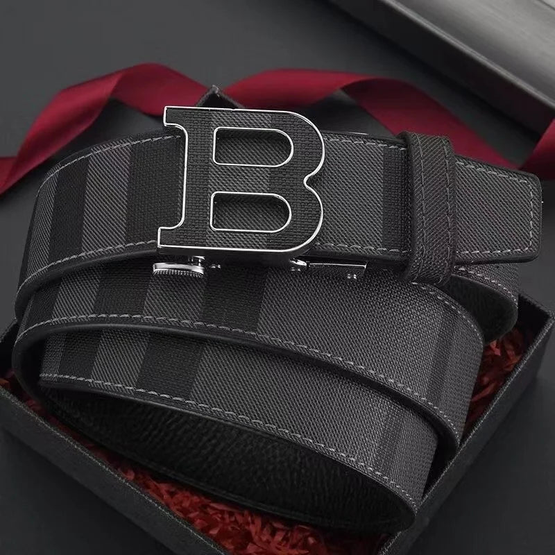 Genuine leather casual fashion men's belt cowhide alloy automatic buckle luxury brand men's belt - LKBA