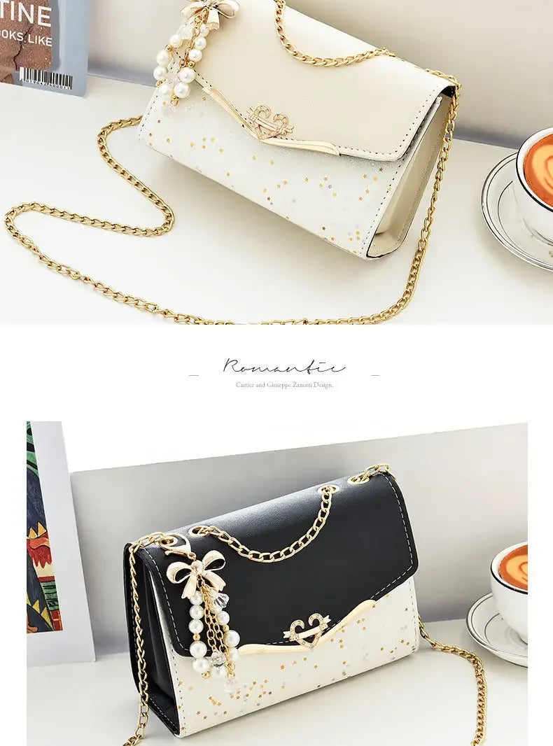 Fashionable Bright Leather Chain Crossbody Bag Women's Single Shoulder Small Square Bag Hot Sale of the Season New Style - LKBA