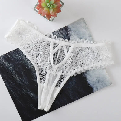 1/2 PCS Women's Lace Thongs Lingerie Intimates Woman T-back Soft T-panties Designed Tangas Mujer Sexy String Panties Thongs Sexy - LKBA