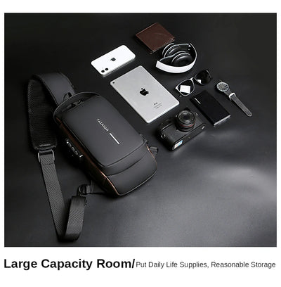 New Brand Designer Men Crossbody Bag PU Leather Classic Anti-Theft Shoulder Bag Chest Bag Multifunctional for Men