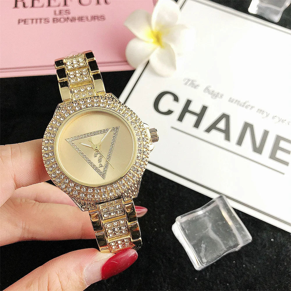 Alloy Steel Bar Inlaid Diamond Watch, Japanese Movement Watch, Fashionable Waterproof Watch, Quartz Watch, Korean Version Fashio - LKBA