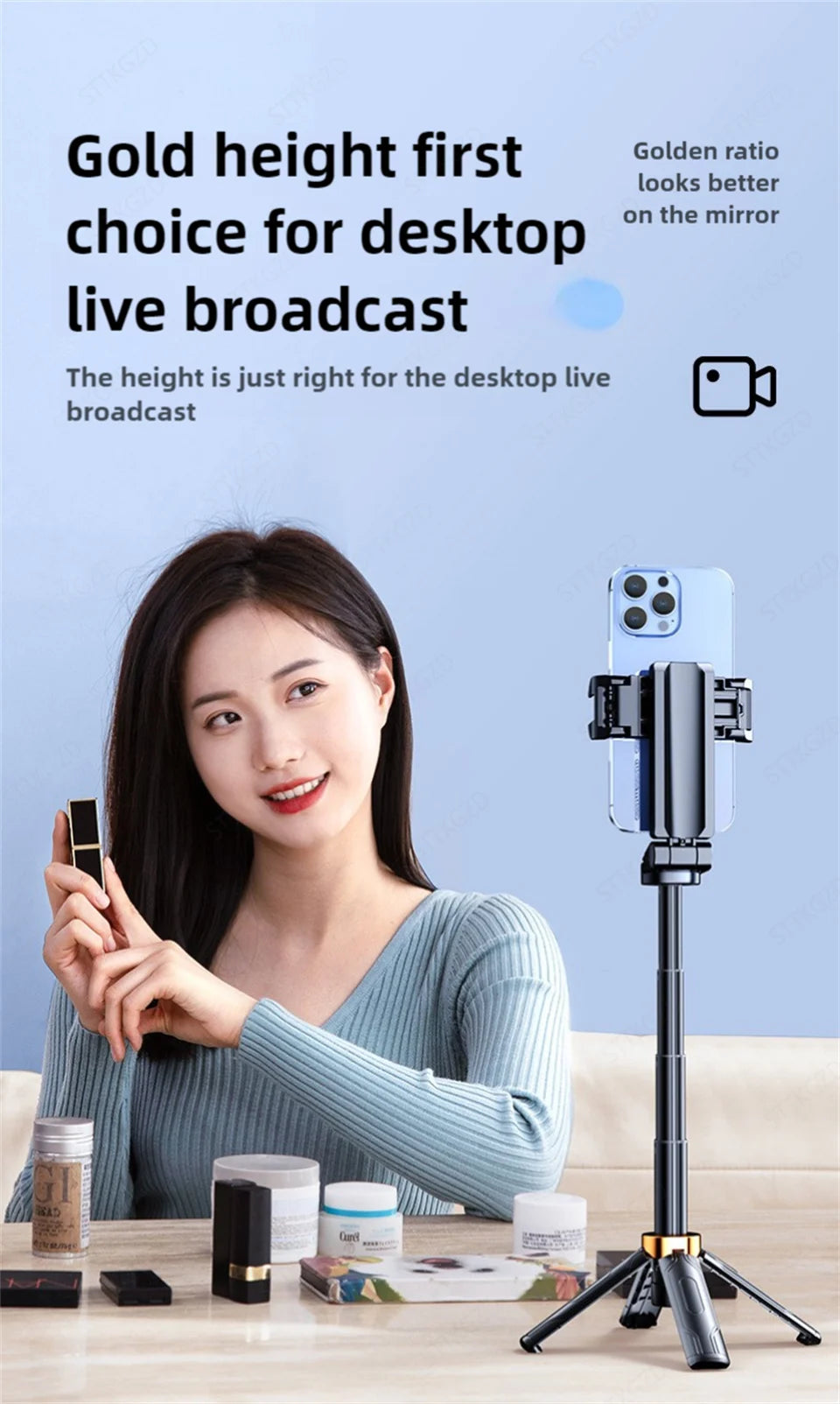 Super Mini Selfie Stick Phone Holder Shooting Bluetooth Remote for Live Broadcast - LKBA