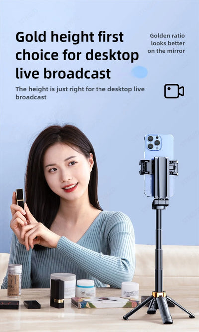 Super Mini Selfie Stick Phone Holder Shooting Bluetooth Remote for Live Broadcast - LKBA