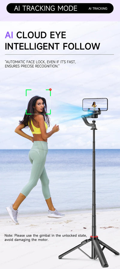 C22 AI Face Tracking Handheld Gimbal Stabilizer 360° Rotation Shoot Selfie Stick Tripod - LKBA