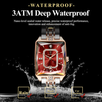 POEDAGAR Luxury Rectangle Watch For Woman Waterproof Calendar Simple Ladies Watch Fashion Stainless Steel Quartz Women's Watches - LKBA