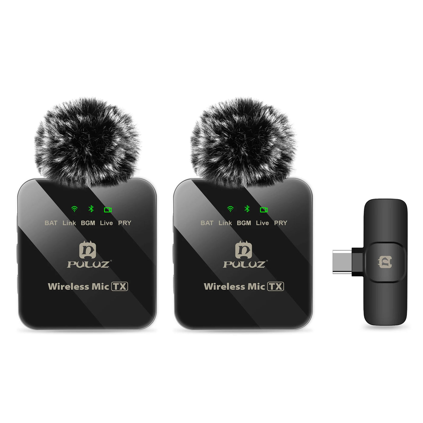 PULUZ Wireless Lavalier Microphone Portable Audio Video Recording Mini Mic for iPhone Android Outdoor Live Broadcast Phone Mic - LKBA