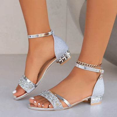 2024 New Fashion Women's Sandals Gold and Silver Low Heel Casual Shoes Women Open Toe Summer Light Fashion Women's Shoes - LKBA