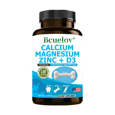 Bcuelov Calcium Magnesium Zinc Vitamin D3 Supplement - Bones Teeth Muscles Nerves Metabolism Protein Synthesis Immune System - LKBA