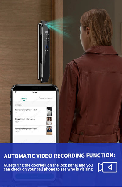 Tuya 3D Face Real-time Intercom Digital Electronic Door Lock Security Camera Intelligent Fingerprint smart lock for home - LKBA