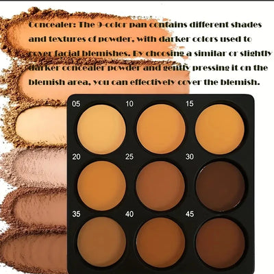 Dark Skin Tone 9-in-1 Face Palette Waterproof Concealer 9 Shades Contour Bronzer - LKBA