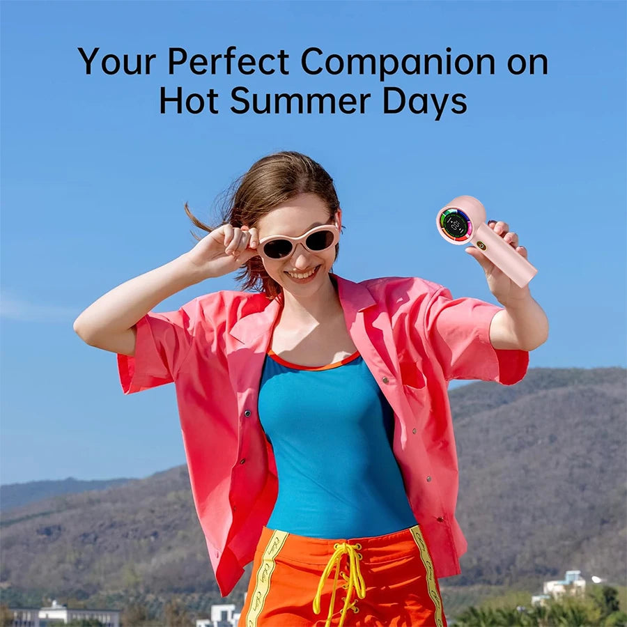 Handheld Fan 6 Speed 3000mAh Battery Personal Digital Display USB Rechargeable for Travel Outdoor School Gift Idea - LKBA