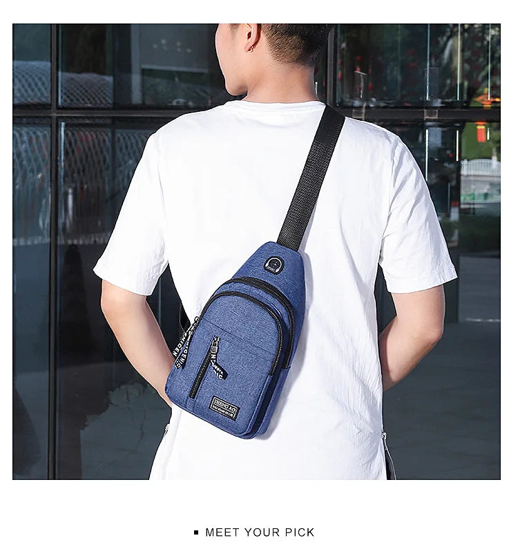 Travel Men's Handbags Multifunctional USB Chest Bag Designer Messenger Crossbody Bags Water-Proof Shoulder Bag Sports Back Pack - LKBA