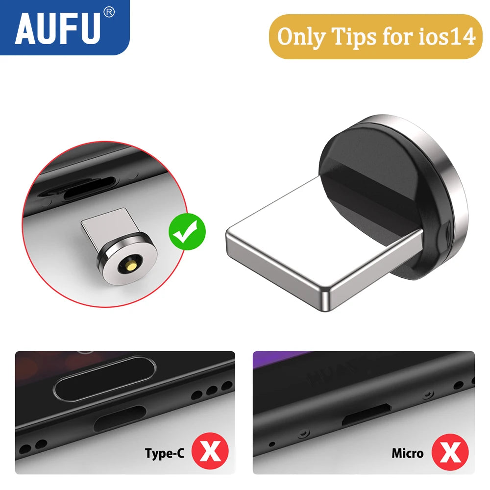 AUFU 540 Degree Rotating Magnetic Adapter USB to Type-C Charging Cable Magnetic USB C Female Converter for iPhone17 Mobile Phone - LKBA