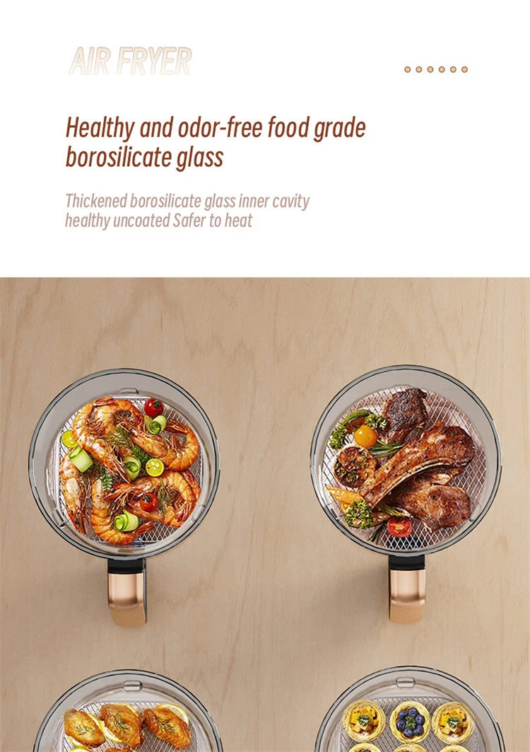 Air Fryer Visual Oil-free Electric Fryer Multi-Functional Automatic Household 360°Baking LED Touchscreen - LKBA