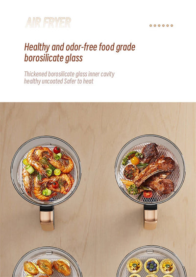 Air Fryer Visual Oil-free Electric Fryer Multi-Functional Automatic Household 360°Baking LED Touchscreen - LKBA