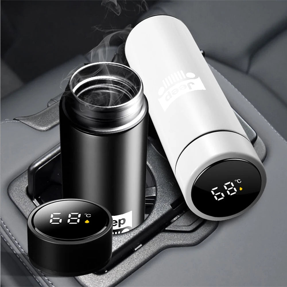 Car Stainless Steel Smart Thermos Mug Thermos LED Display Temperature For Jeep Renegade Patriot Wrangler Cherokee Compass Trail - LKBA