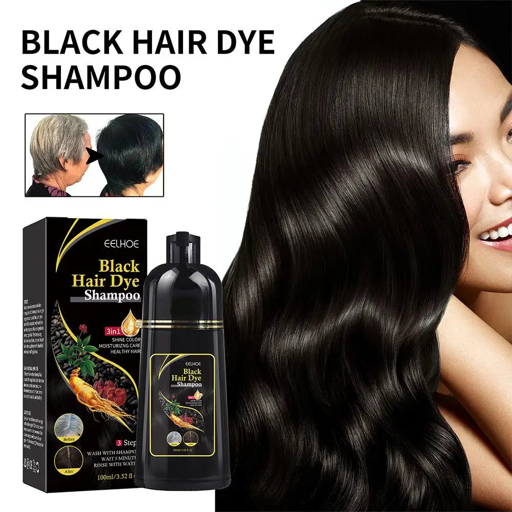 100ML Magic Natural Herbal Hair Dye Shampoo 3 in 1 Hair Color Shampoo for Gary Hair Dark Brown Black Women & Men Grey Coverage - LKBA