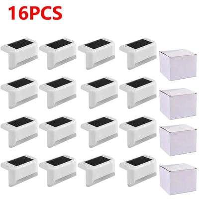 4-32pack Warm White Solar LED Step Lights Waterproof Outdoor Garden Path Stair Balcony Night Light Patio Fence Light Decoration - LKBA