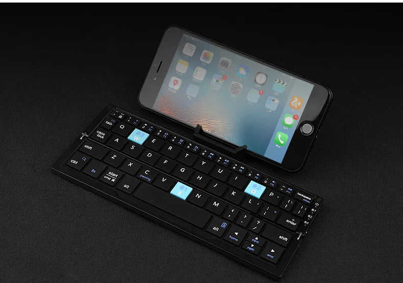 Mini Folding Bluetooth Keyboard Wireless Keypad Support 3 Devices with Stand Rechargeable Foldable Keyboard for Phone Tablet - LKBA