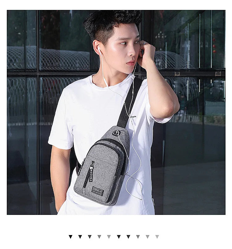 Travel Men's Handbags Multifunctional USB Chest Bag Designer Messenger Crossbody Bags Water-Proof Shoulder Bag Sports Back Pack - LKBA