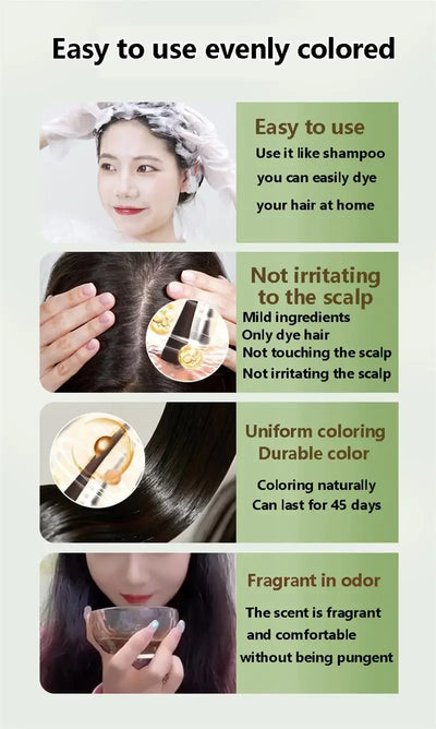 Pure Natural Herbal Hair Dye Shampoo 5 Minutes Change Hairs Color Non-irritating Repair Gray White Fashion Hair Care Women Men - LKBA