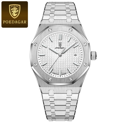 POEDAGAR Luxury Business Man Wristwatch Waterproof Luminous Date Men Watch Stainless Steel Fashion Quartz Watches For Men Reloj - LKBA