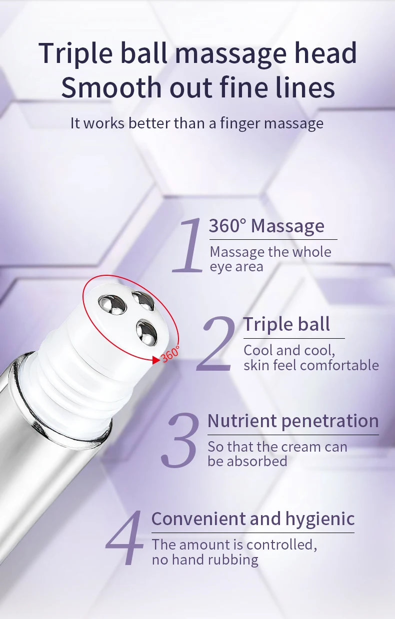 Anti-Wrinkle Anti Dark Circle Eye Cream Roller Massager Moisturizing Eye Bags Anti-Aging Hyaluronic Acid Eye Skin Care - LKBA