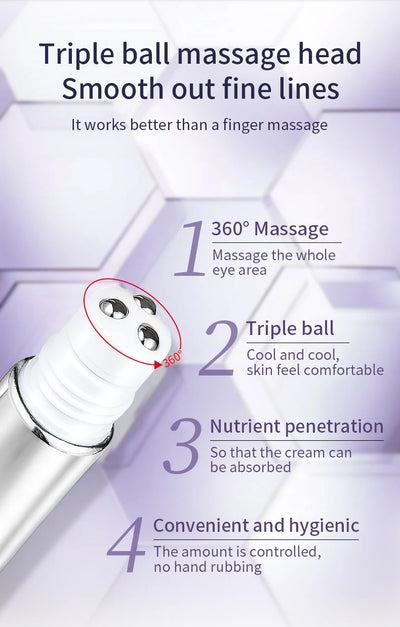 Anti-Wrinkle Anti Dark Circle Eye Cream Roller Massager Moisturizing Eye Bags Anti-Aging Hyaluronic Acid Eye Skin Care - LKBA