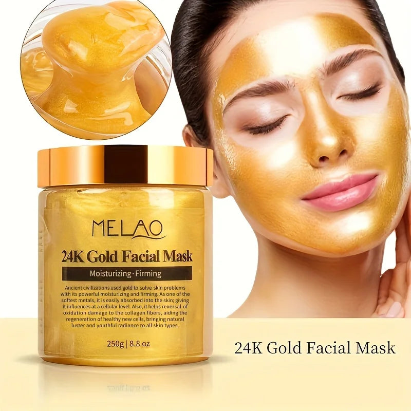 MELAO 24K Gold Face Mask Beauty Facemask Skin Remove France Golden Collagen Facial Moisturizing Masks - LKBA