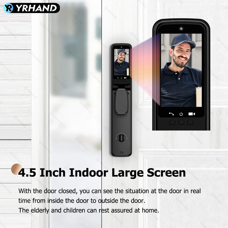 Real Time Intercom Palm Vein Recognition Intelligente Tuya Wifi  3DFace Unlock Outdoor Front Smart Digital Door Lock With Camera - LKBA