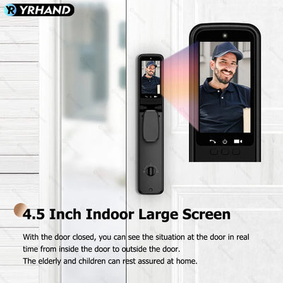 Real Time Intercom Palm Vein Recognition Intelligente Tuya Wifi  3DFace Unlock Outdoor Front Smart Digital Door Lock With Camera - LKBA