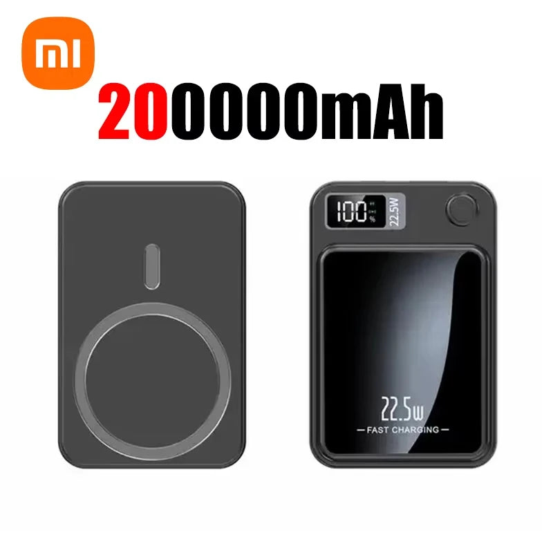 200000mAh Magnetic Power Bank Wireless Fast Charger for Mag safe Portable Auxiliary Battery - LKBA