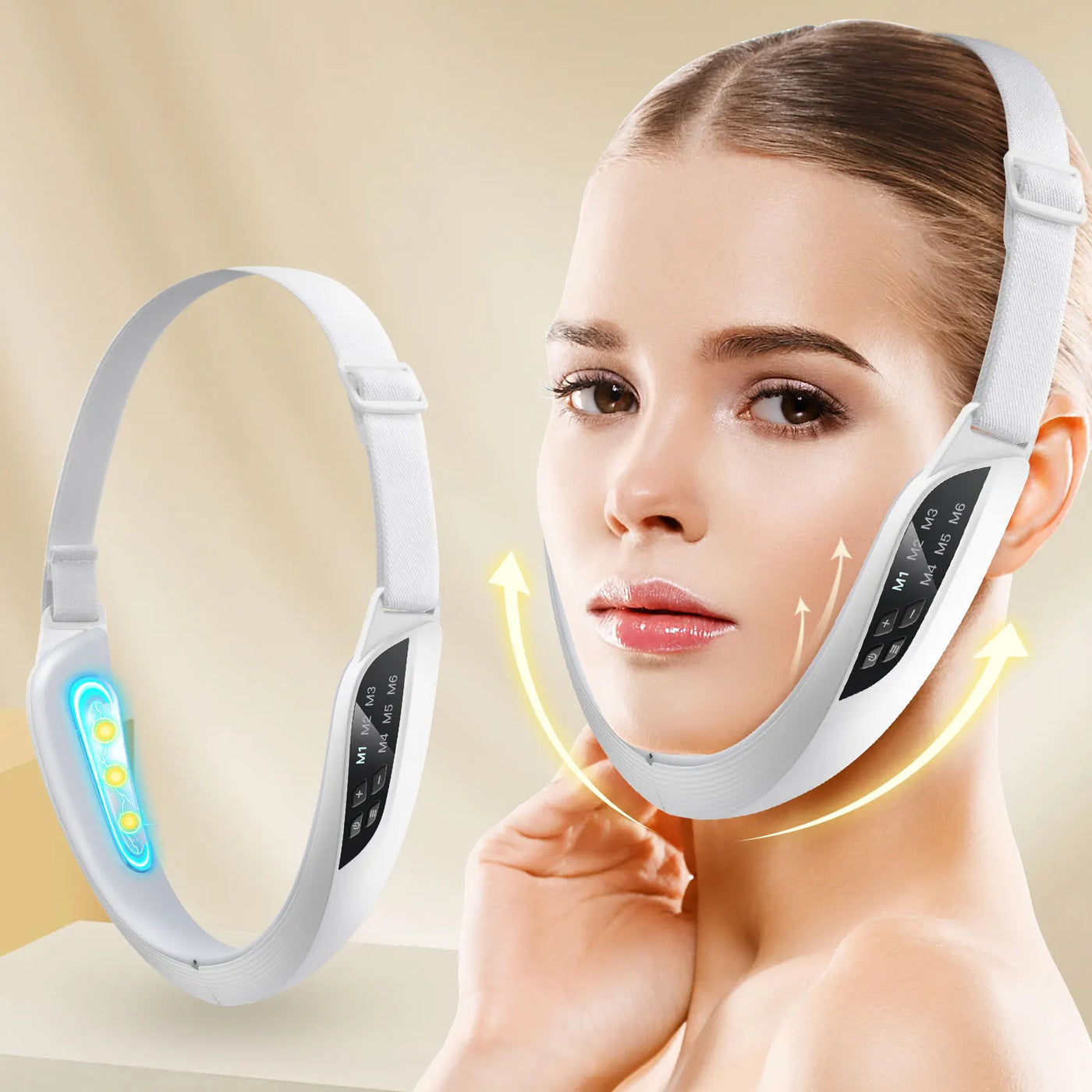 Electric V Face Lifting Beauty Device 6 Modes 8 Levels EMS Micro-current Firming Facial Massager Double Chin Removal Skin Care - LKBA