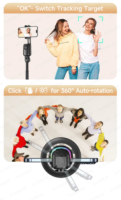 360°Rotating P05 AI Face Tracking Desktop Gimbal Stabilizer Intelligent Follow Shoot Gesture Control - LKBA