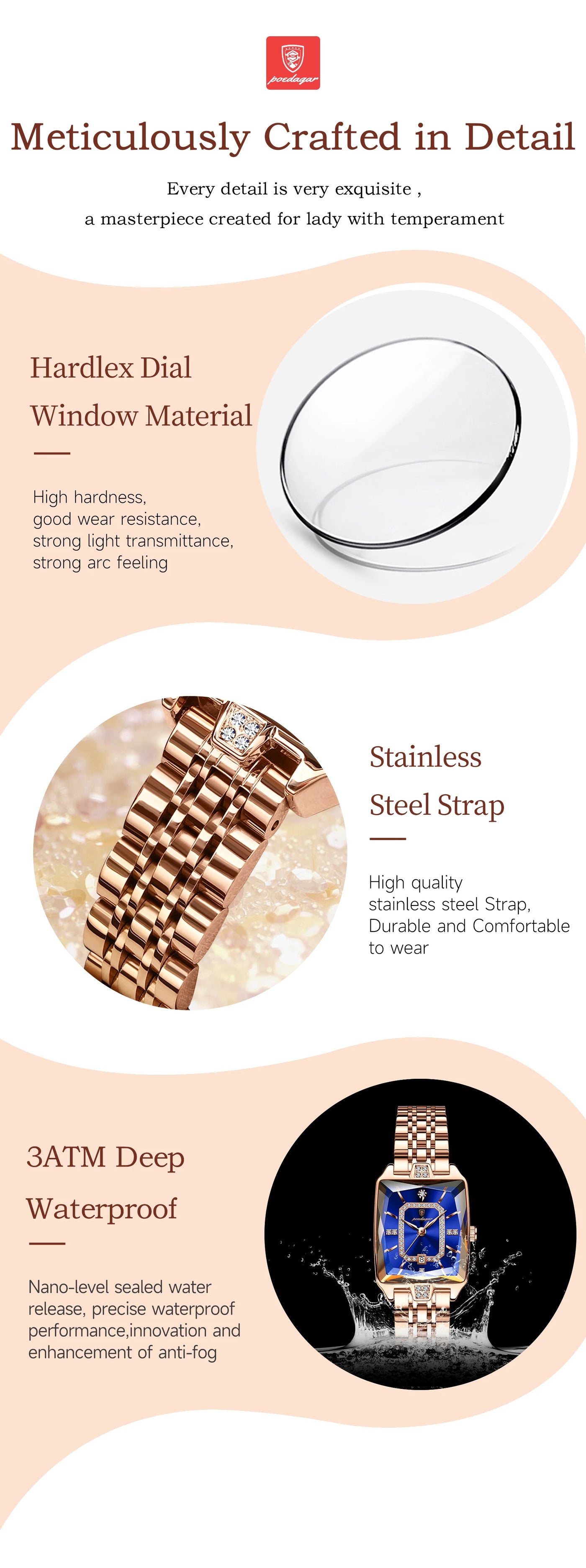 POEDAGAR Luxury Casual Ladies Watch Stainless Steel Waterproof Date Fashion Woman Wristwatch High Quality Quartz Women's Watches - LKBA