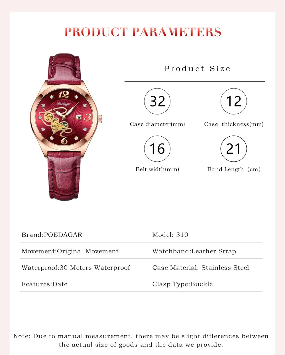 POEDAGAR Fashion Quartz Watch Female Luxury Elegant Casual Clock Waterproof Luminous Date Leather Women Watch Montre Femme gift - LKBA