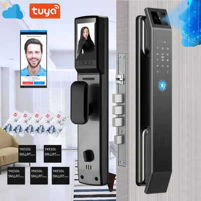3D Face Recognition Unlock Digital Door Lock With Camera FIngerprint Password Unlock Keyless Electronic Door Lock - LKBA