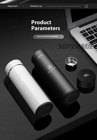 Car Vacuum Cup Thermos Mug Temperature Display Coffee Cup Mercedes-Benz A C E S Class A35 A45 C43 CLA CLS GLA GLC GLK ML SL Vito - LKBA